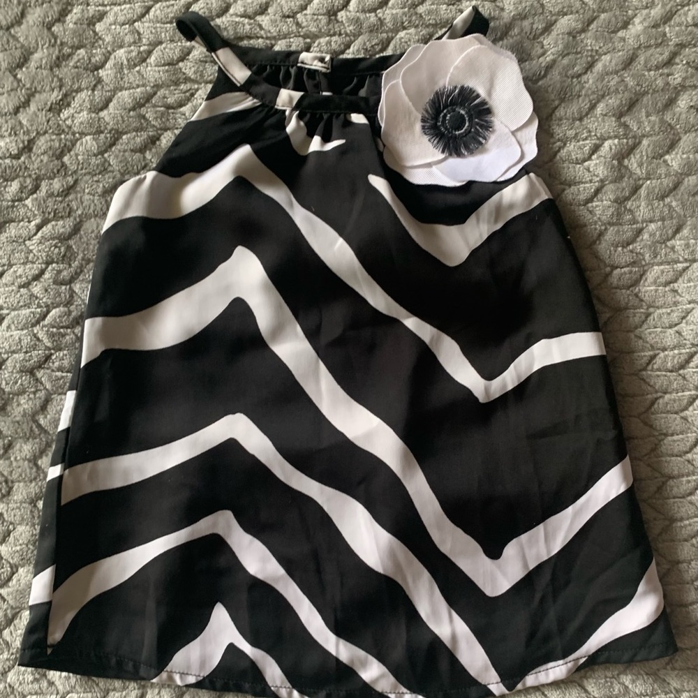 NWOT Black & White Striped Dress With Accent Flower from Janie and Jack in 3-6M